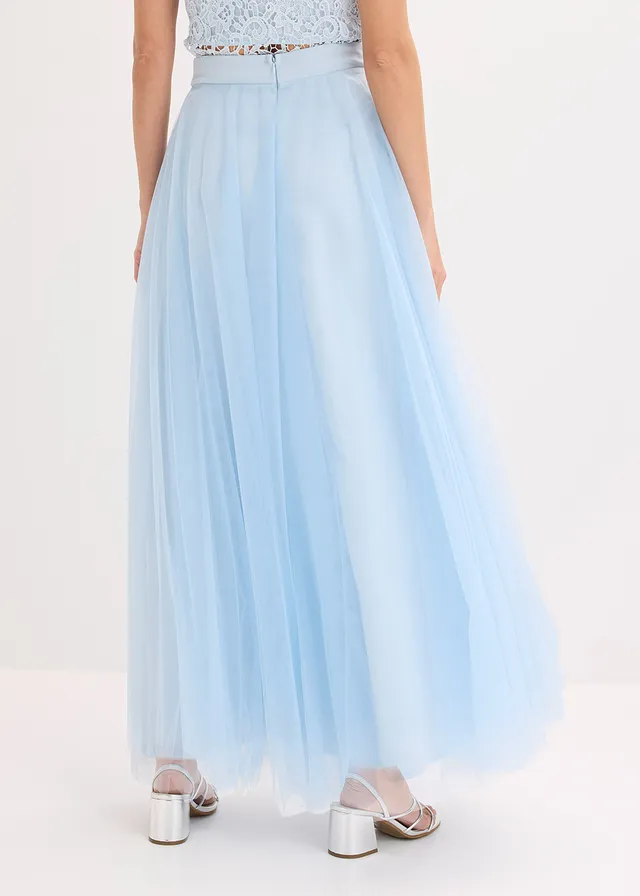 Maxi rok van sierlijke tule, Kleur: poederblauw