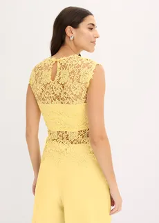 Top din dantelă, culoare: galben deschis