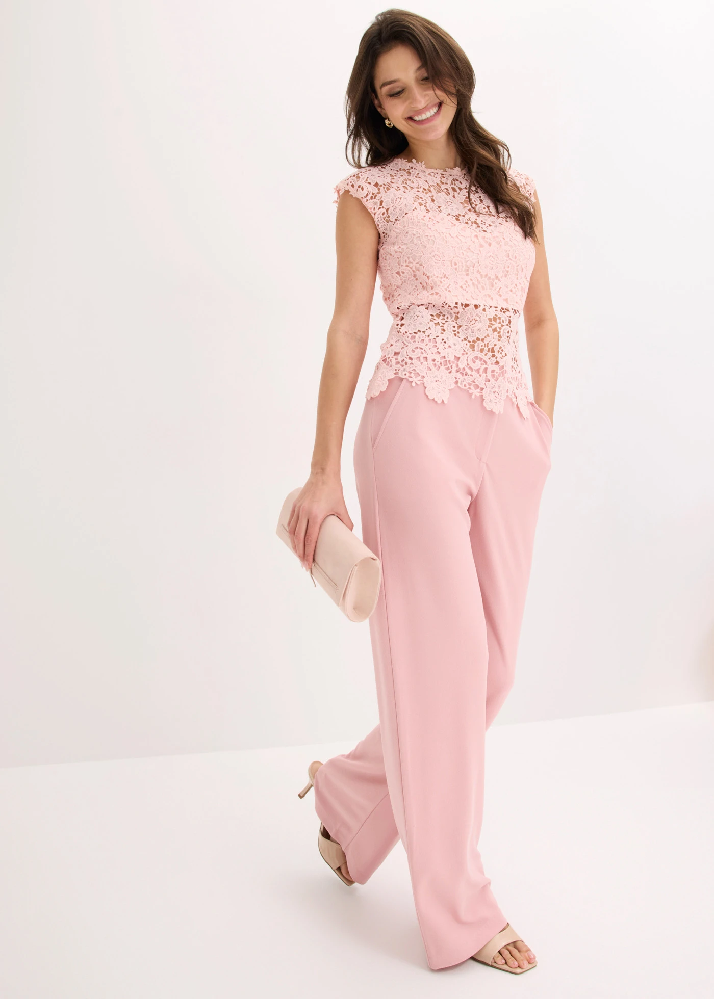 Top din dantelă • roz perlat • magazin bonprix