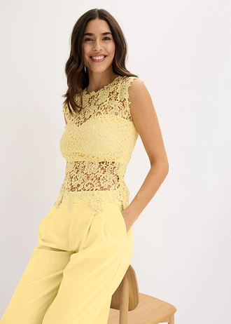 Top din dantelă • galben deschis • magazin bonprix