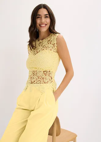 Top en dentelle • jaune clair • Boutique bonprix