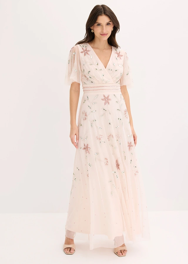 Robe de soirée avec broderies de sequins • rose floral • product-page.page-title-suffix