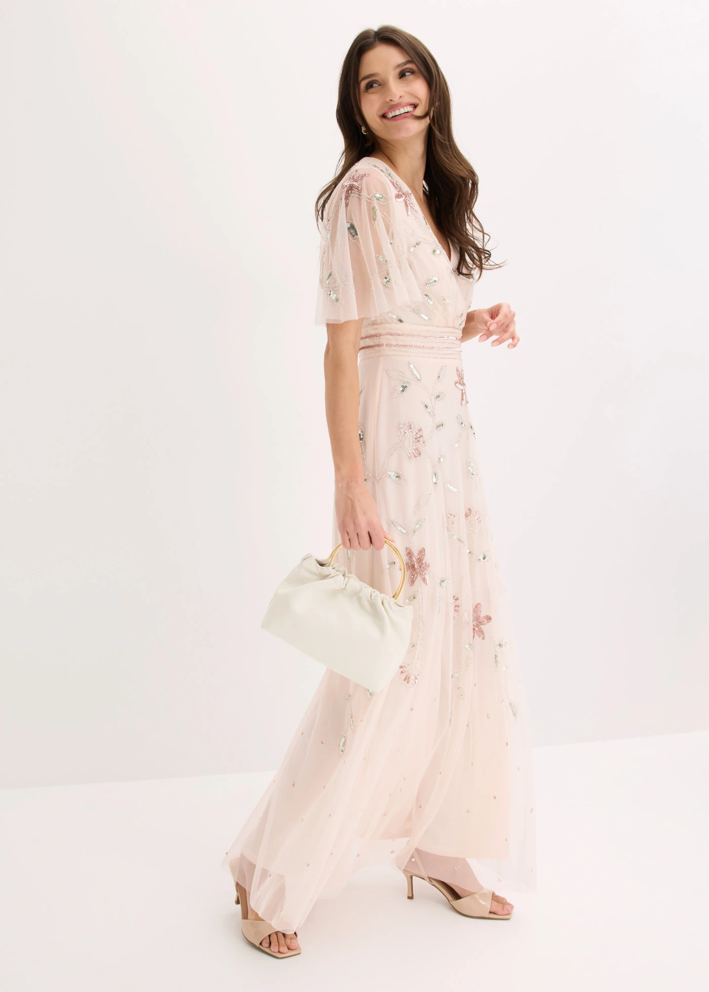 Robe de soirée avec broderies de sequins • rose floral • Boutique bonprix