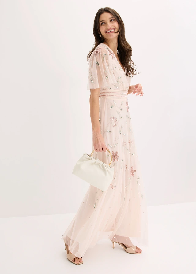 Robe de soirée avec broderies de sequins, Couleur: rose floral