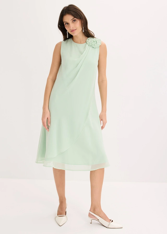 Robe de cocktail avec fleur appliquée, Couleur: menthe cristal