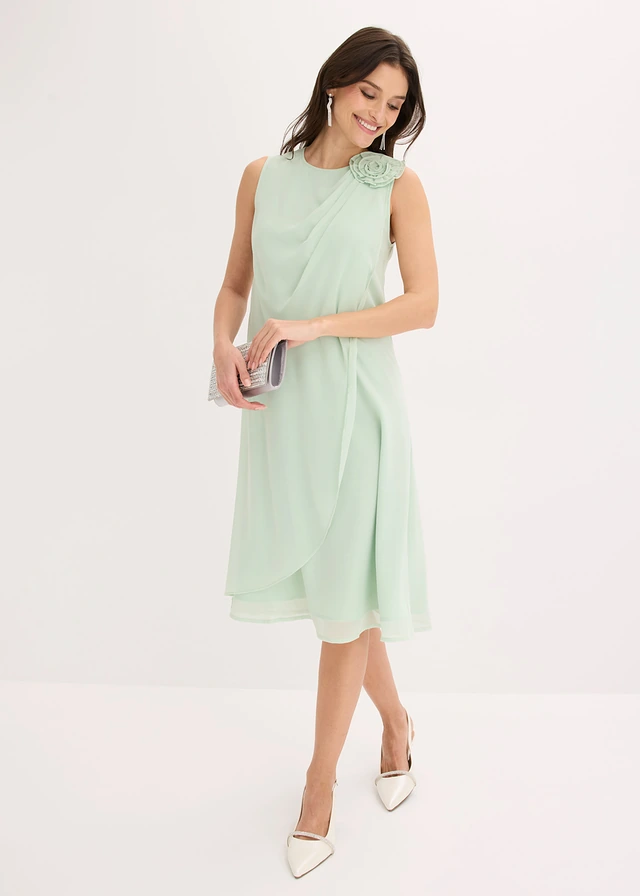 Robe de cocktail avec fleur appliquée, Couleur: menthe cristal