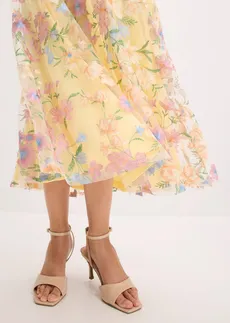 Kanten jurk met bloemenborduursel • lichtgeel gebloemd • bonprix online shop