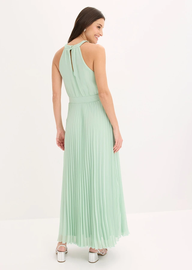 Robe de soirée en mousseline plissée, Couleur: menthe cristal