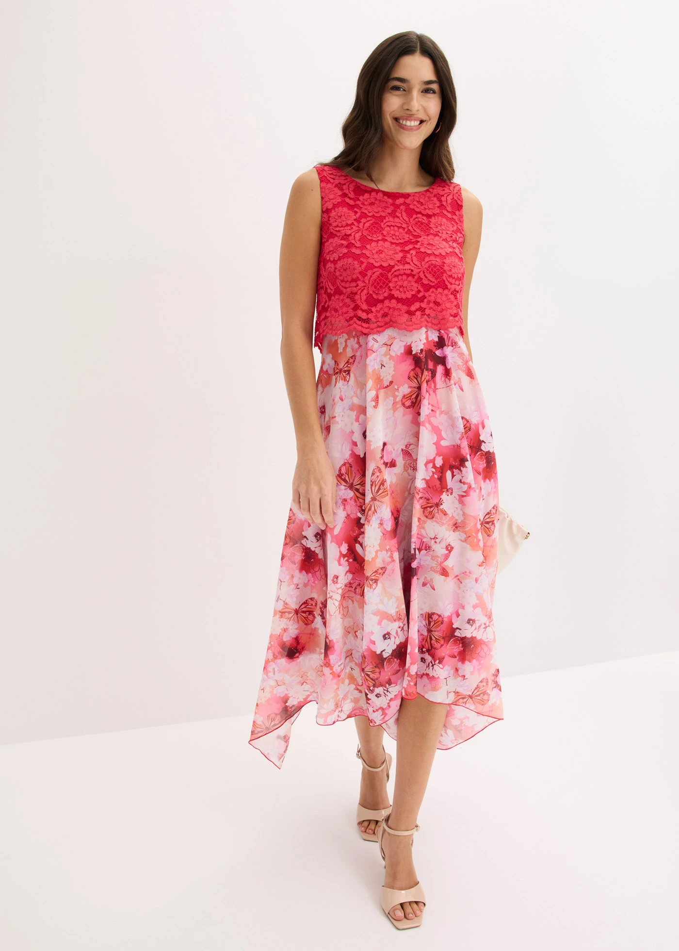 Robe en mousseline avec dentelle • rose/fuchsia floral • Boutique bonprix
