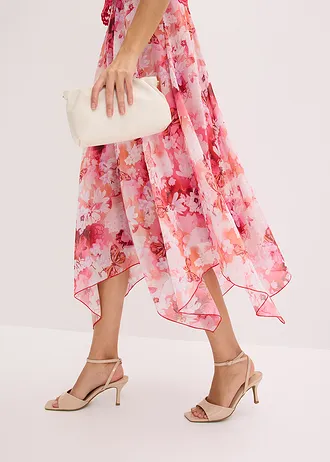 Chiffon jurk met sierlijk kant • roze-pink gebloemd • bonprix online shop