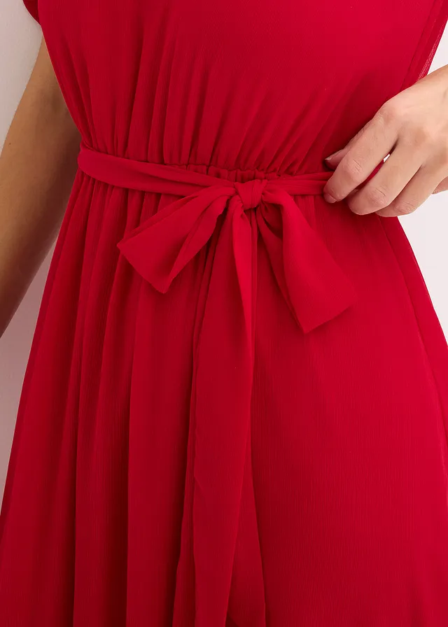 Chiffon jurk met strikdetails • donkerrood • product-page.page-title-suffix