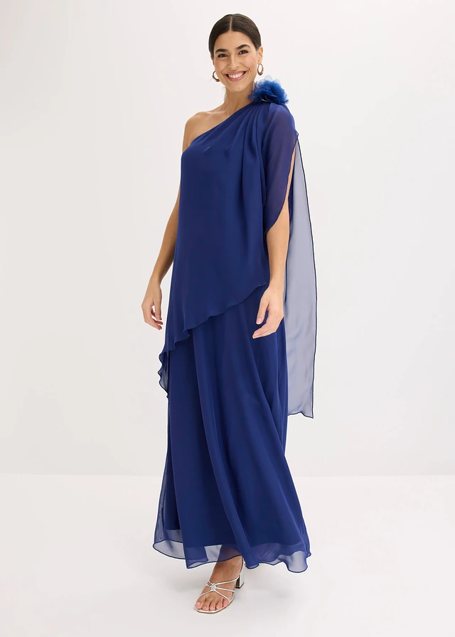 Robe de soirée en mousseline avec fleur appliquée