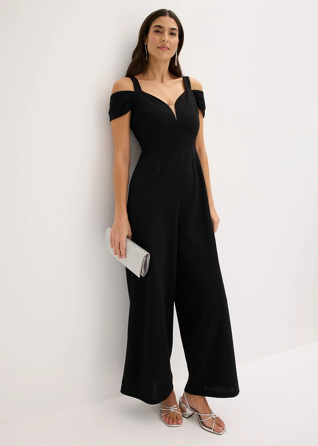 Jumpsuit van gestructureerde crêpe • zwart • product-page.page-title-suffix