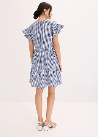 Robe courte en seersucker • écru-bleu foncé carreaux • Boutique bonprix