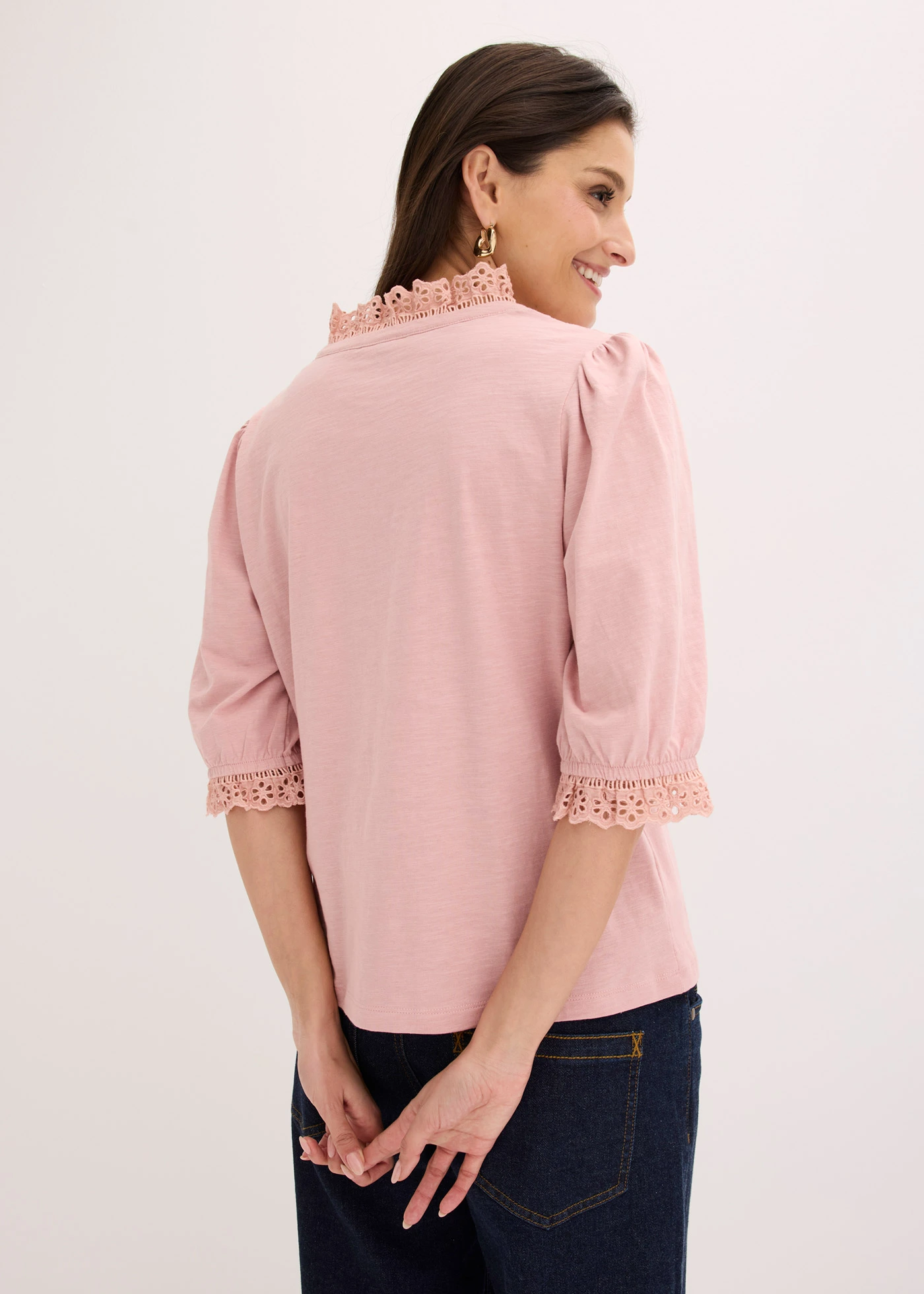 Bluză cu mâneci lungi din bumbac 100% • roz cenușiu • magazin bonprix