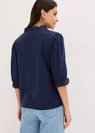 T-shirt manches longues 100% coton • bleu foncé • Boutique bonprix