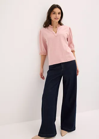 Bluză cu mâneci lungi din bumbac 100% • roz cenușiu • magazin bonprix