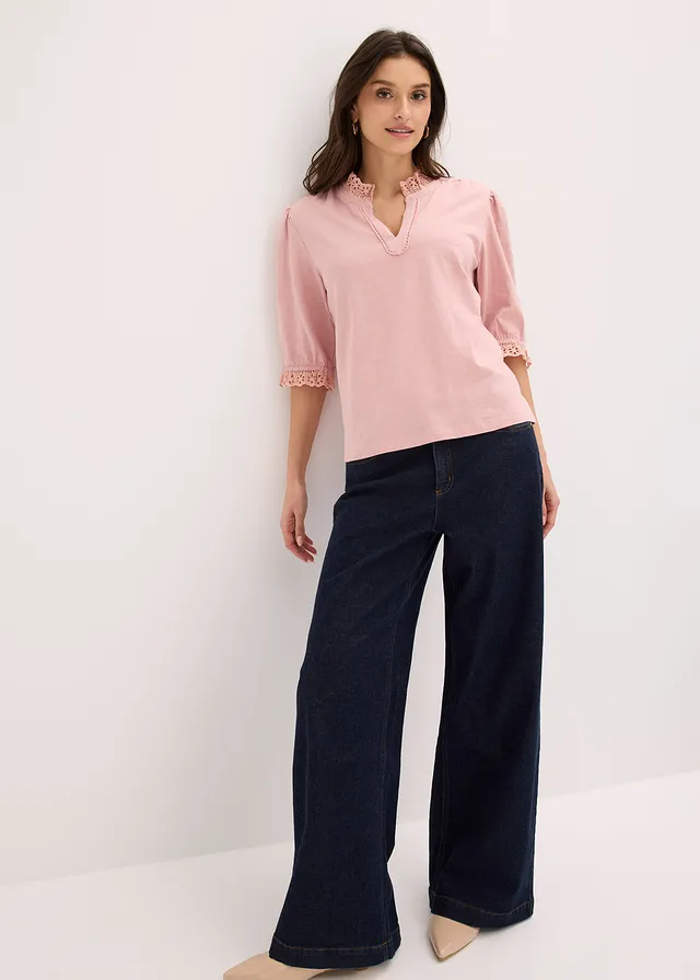T-shirt manches longues 100% coton, Couleur: rose cendré