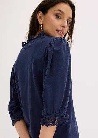 Bluză cu mâneci lungi din bumbac 100% • bleumarin • magazin bonprix