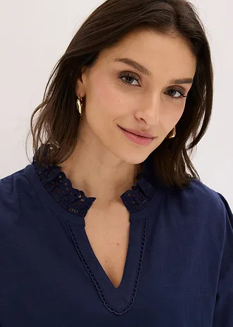 T-shirt manches longues 100% coton • bleu foncé • Boutique bonprix