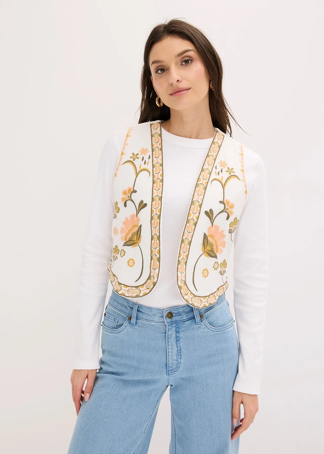 Gilet sans manches brodé • écru floral • product-page.page-title-suffix