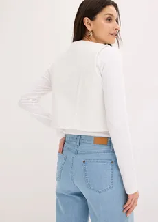 Vest met borduursel van luchtig linnenmix, Kleur: ecru gebloemd