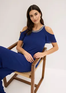 Blouse en mousseline avec application strass • bleu nuit • Boutique bonprix