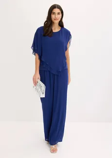 Blouse van fijne chiffon, Kleur: middernachtblauw