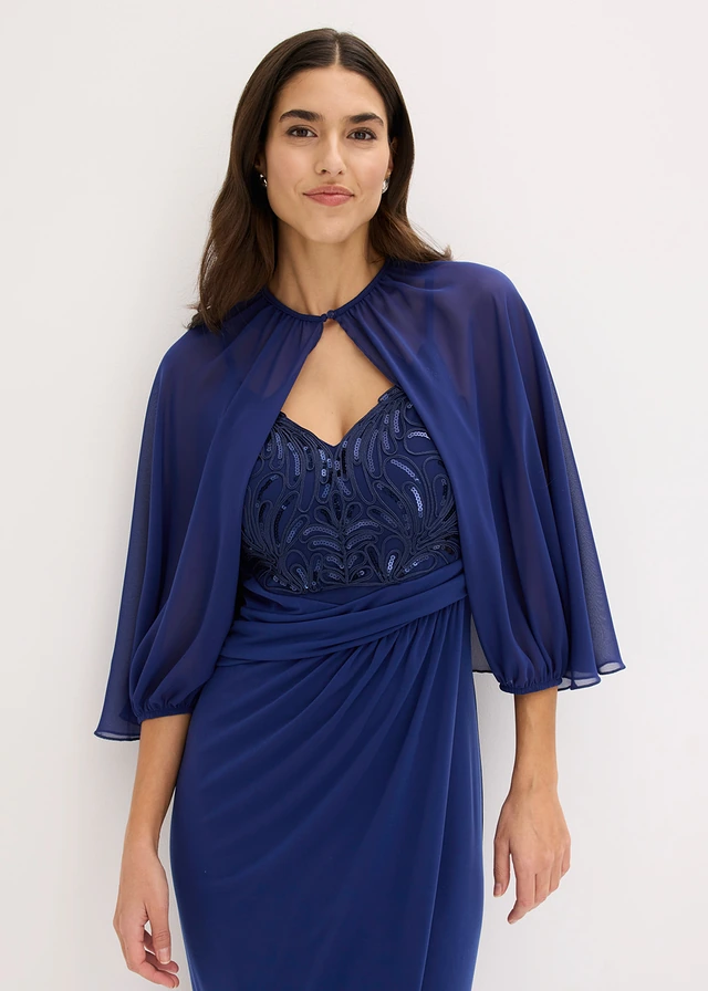Bolero van fijne chiffon, Kleur: middernachtblauw
