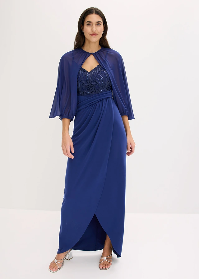 Bolero van fijne chiffon, Kleur: middernachtblauw