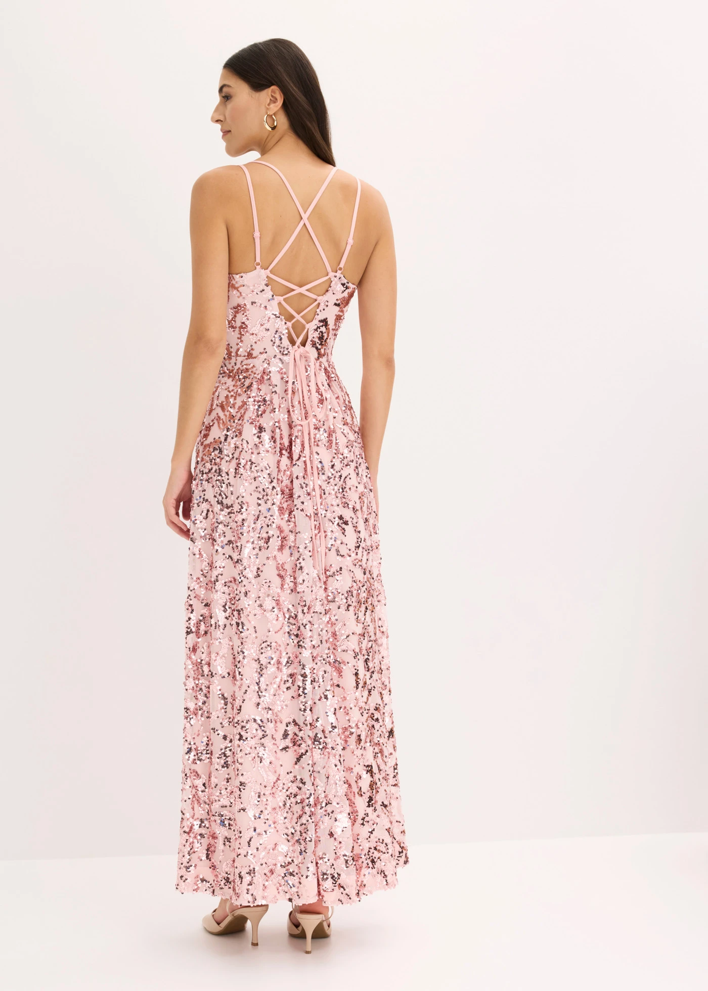 Rochie de seară cu broderie cu paiete • roz deschis • magazin bonprix