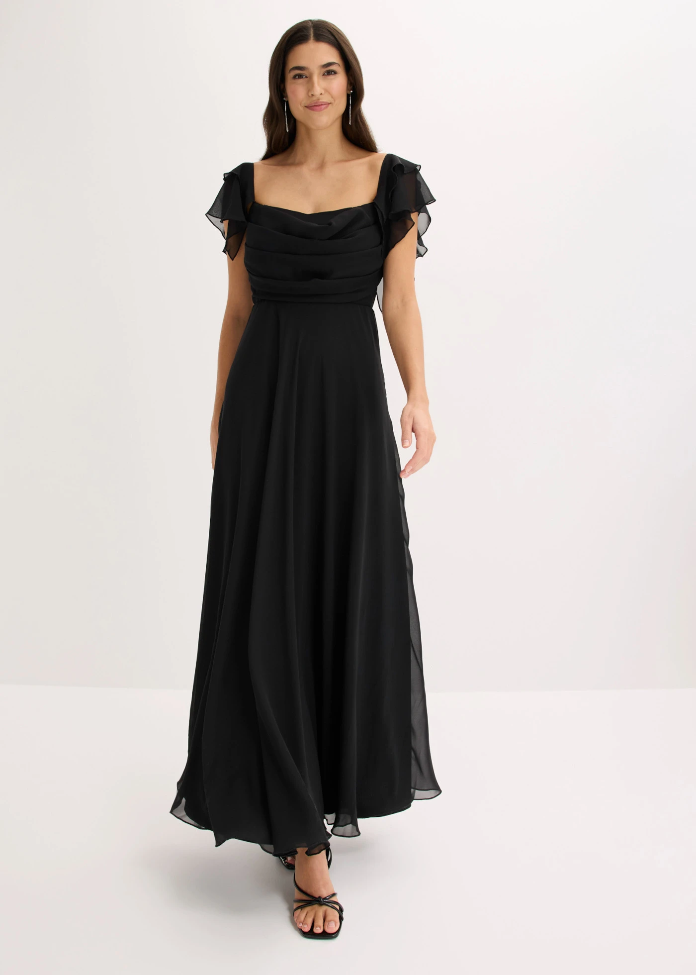 Robe de soirée en mousseline • noir • Boutique bonprix