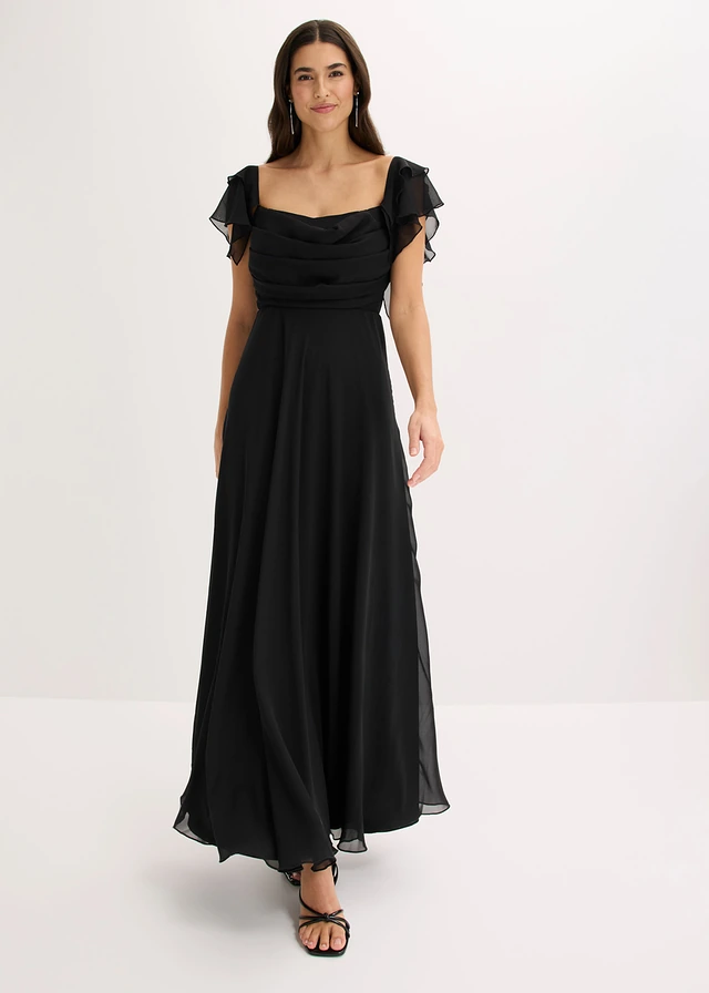 Robe de soirée en mousseline, Couleur: noir