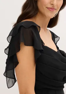 Robe de soirée en mousseline • noir • Boutique bonprix