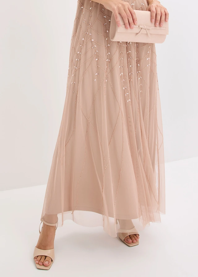 Robe de soirée en tulle délicat à sequins brodés • sable • product-page.page-title-suffix