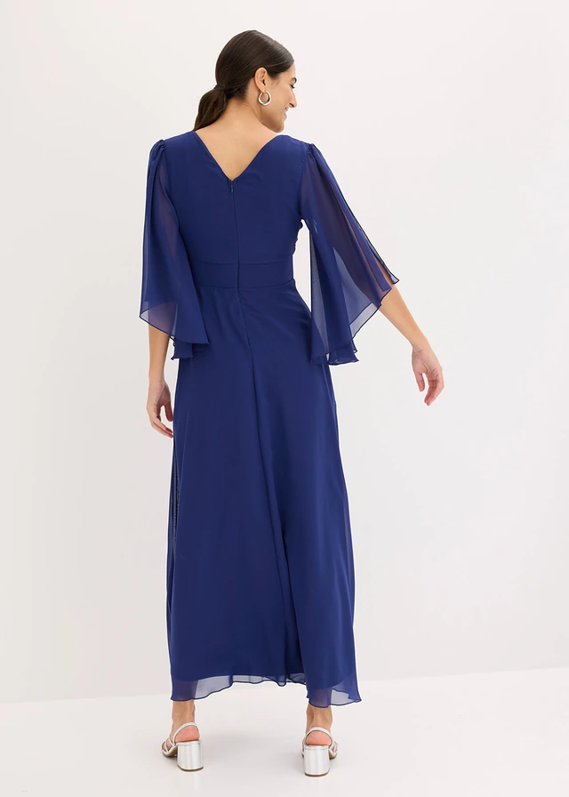 Robe de soirée en mousseline, Couleur: bleu nuit
