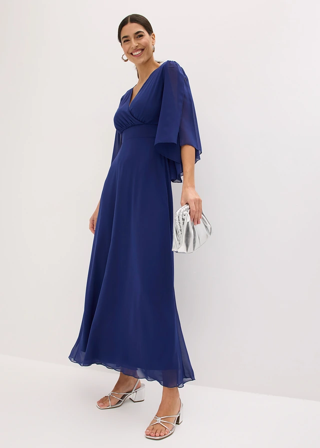Galajurk van fijne chiffon, Kleur: middernachtblauw