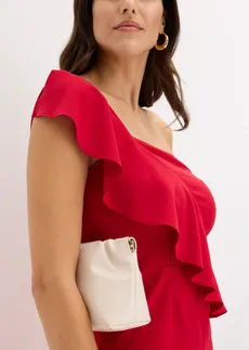 Combinaison une épaule en crêpe texturé • rouge foncé • Boutique bonprix