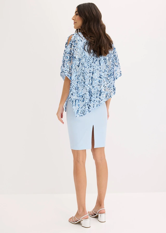 Robe de cocktail avec jeté à sequins, Couleur: bleu poudré