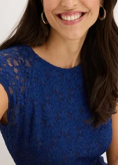 Kombinezon z delikatnego szyfonu z koronką • kobaltowy • sklep bonprix