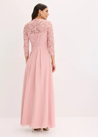 Robe longue avec dentelle • rose cendré • Boutique bonprix