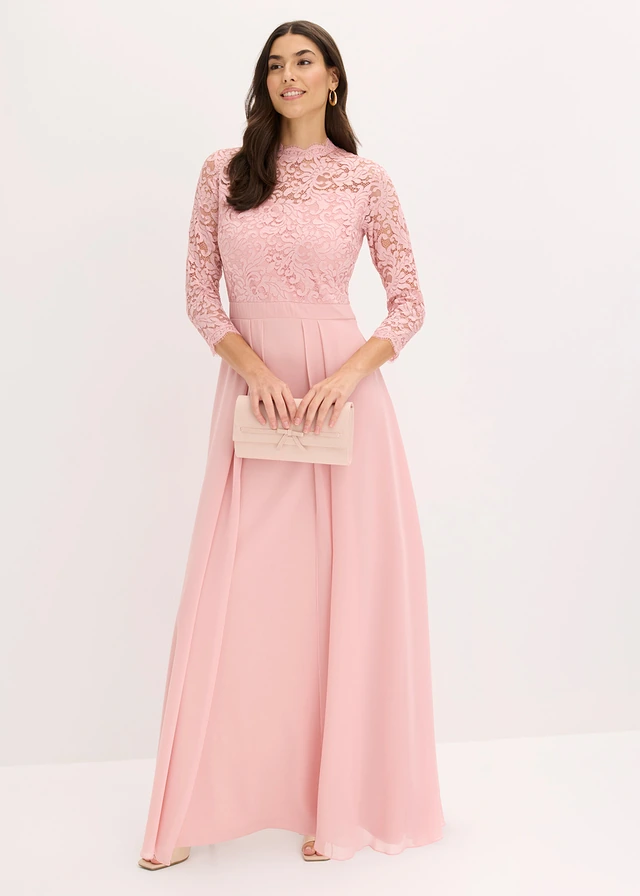 Robe longue avec dentelle • rose cendré • product-page.page-title-suffix