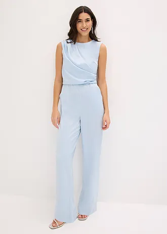 Jumpsuit van glanzend satijn, Kleur: poederblauw