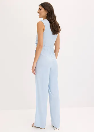 Jumpsuit van glanzend satijn • poederblauw • bonprix online shop