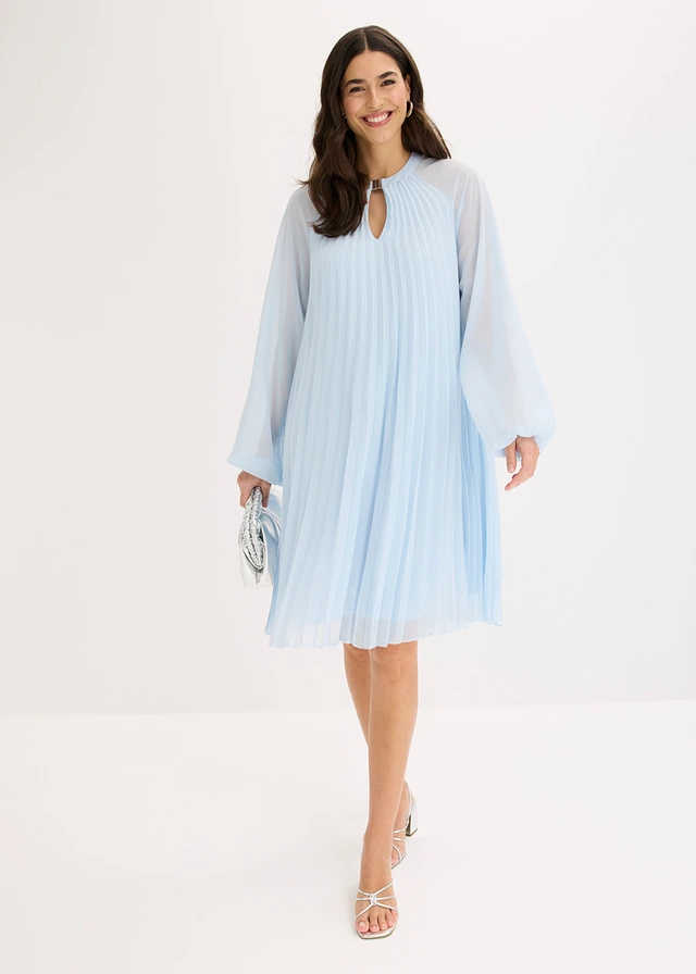 Robe courte plissée en mousseline • bleu poudré • product-page.page-title-suffix