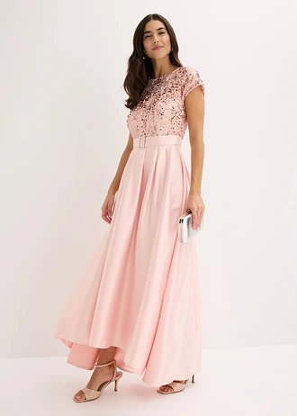 Estélyi ruha fényes szaténból, flitterekkel • gyöngy rózsaszín • bonprix áruház