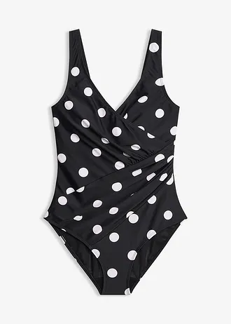 Costum de baie cu efect modelator mediu, cu aspect petrecut • negru/alb cu buline • magazin bonprix