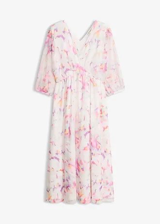 Rochie din jerse din plasă fină, culoare: ecru floral