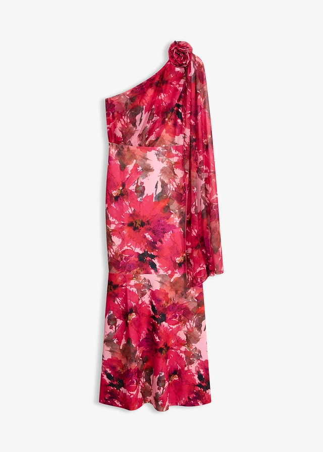 Robe de soirée une épaule avec application de fleur