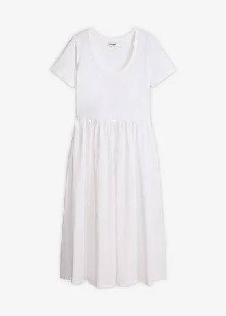 Robe manches courtes en jersey, poches sur les côtés • blanc • Boutique bonprix